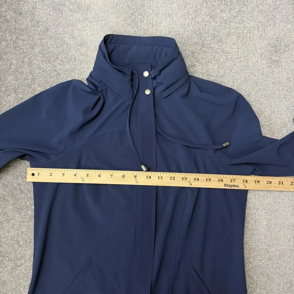 Chico's Zenergy Jacket Womens 0 Small Navy High Neck Stretch Zip Snap Raglan